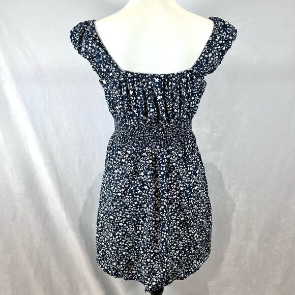 Old Navy navy and white ditsy floral smocked waist cotton blend dress size XS - Picture 5 of 7